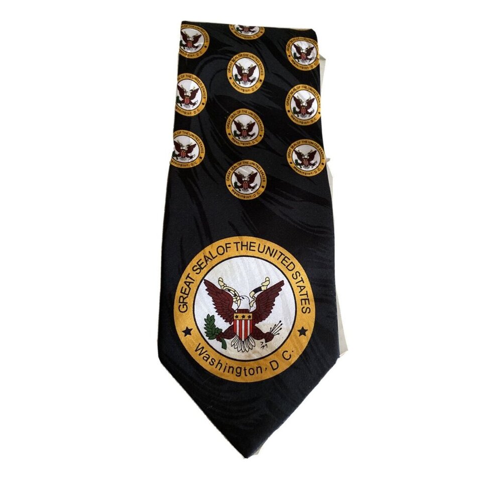 Great‎ Seal Of The United States Tie Black & Gold Patriotic Design By Forever T